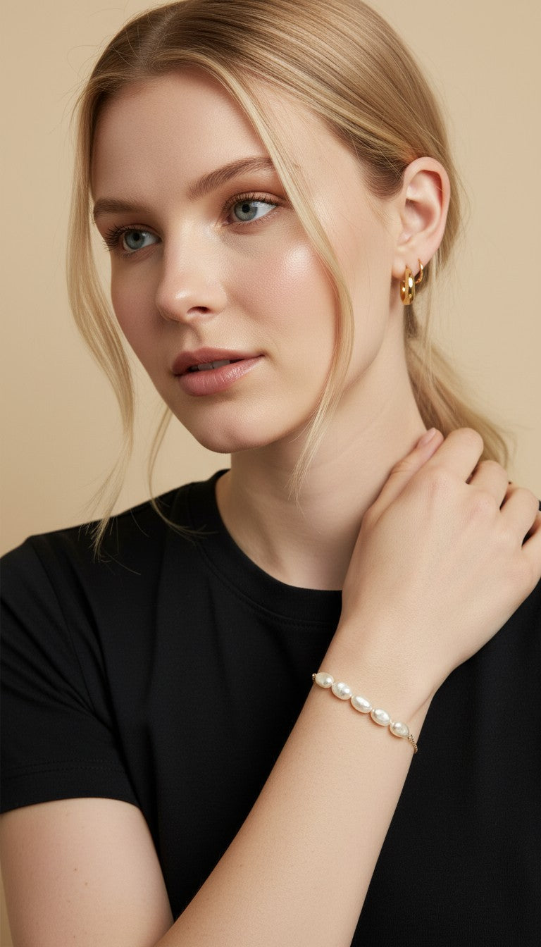🤍 18k Gold Filled Baroque Pearl Bracelet — Nature's Most Interesting Pearl. On the Wrist.