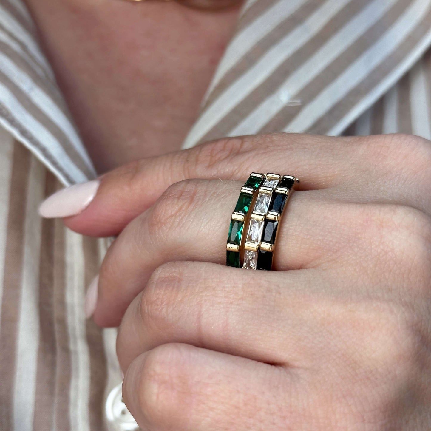 Baguette CZ Band Ring - Stackable Wedding Band