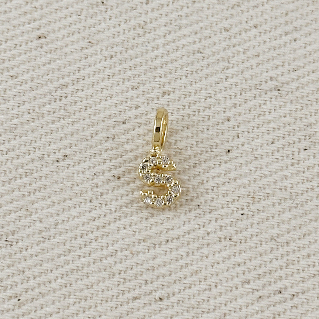 18k Gold filled Micro CZ Initial Letter Charm