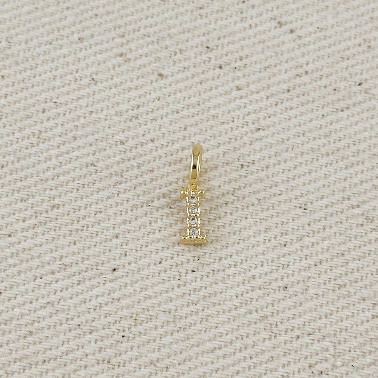 18k Gold filled Micro CZ Initial Letter Charm
