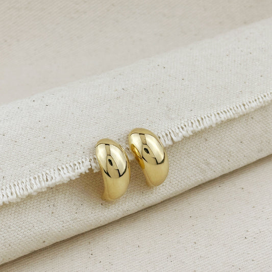 Dome Earrings for Women - Medium Size Statement Hoops | Hypoallergenic Daily Wear Jewelry