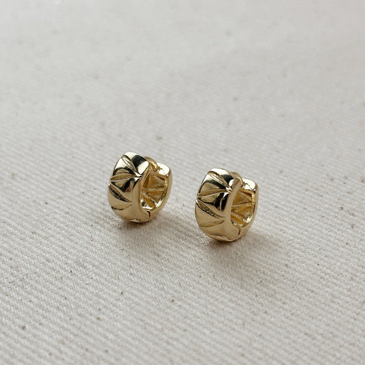 Mini Chunky Hoop Earrings - Diamond Cut Small Hoops for Women