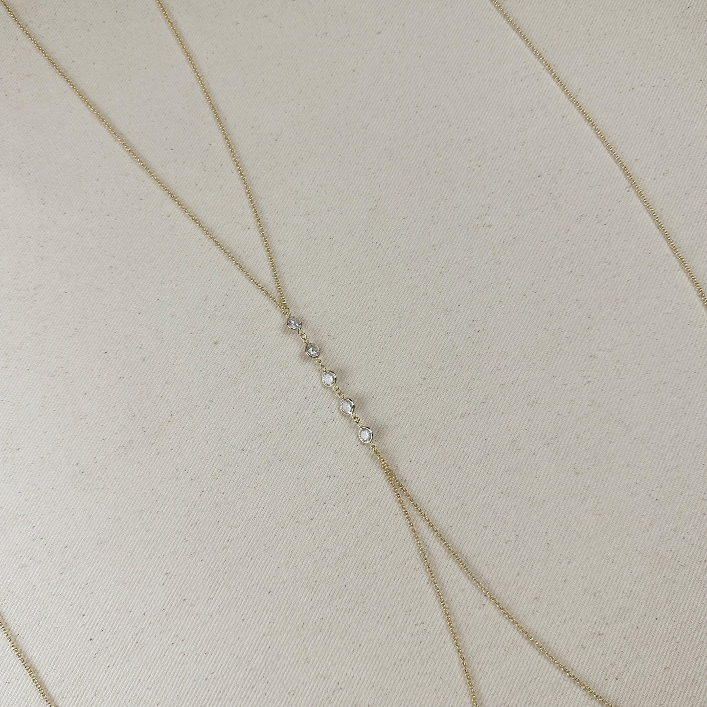 18k Gold Filled Body Chain With Bezel CZ Stones