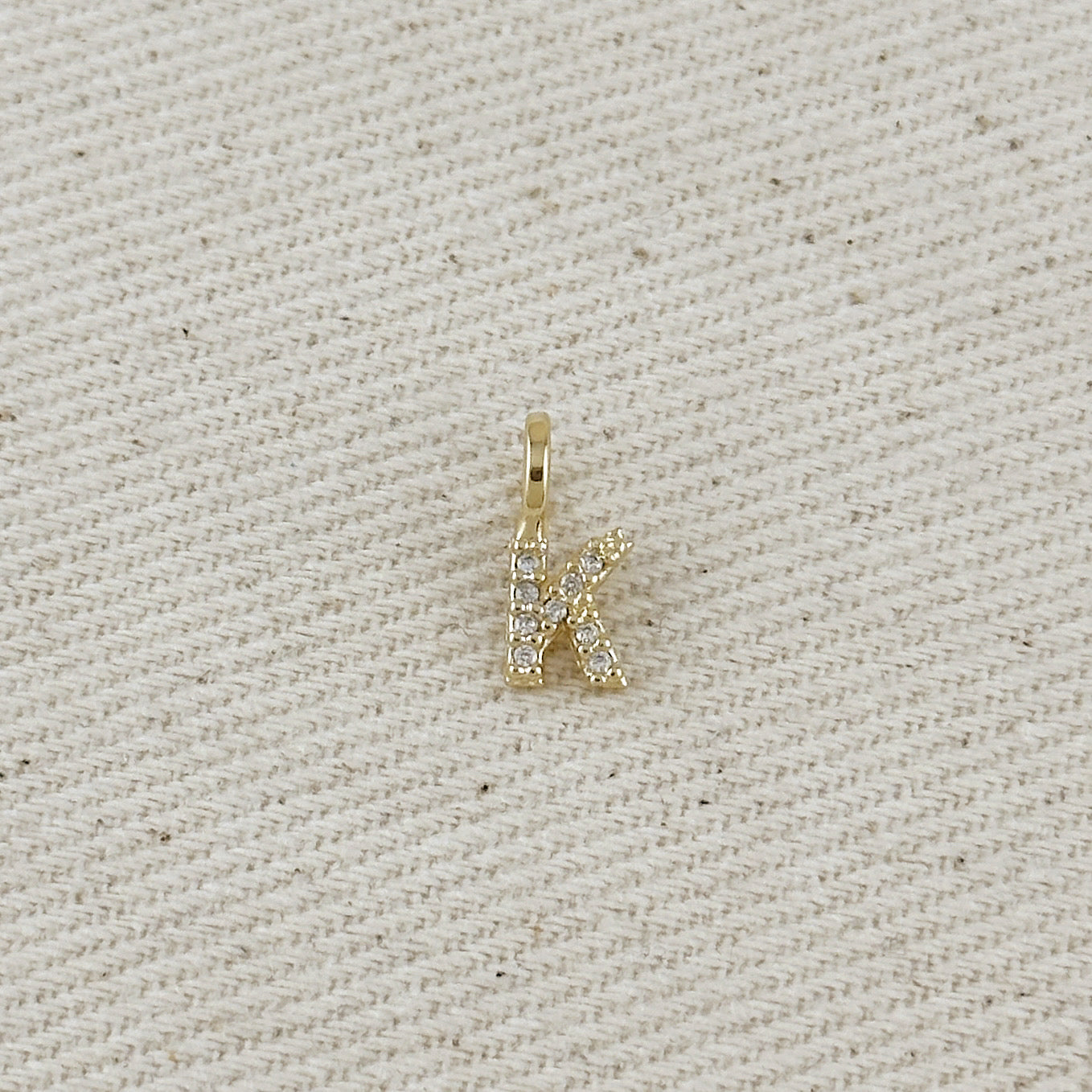 18k Gold filled Micro CZ Initial Letter Charm