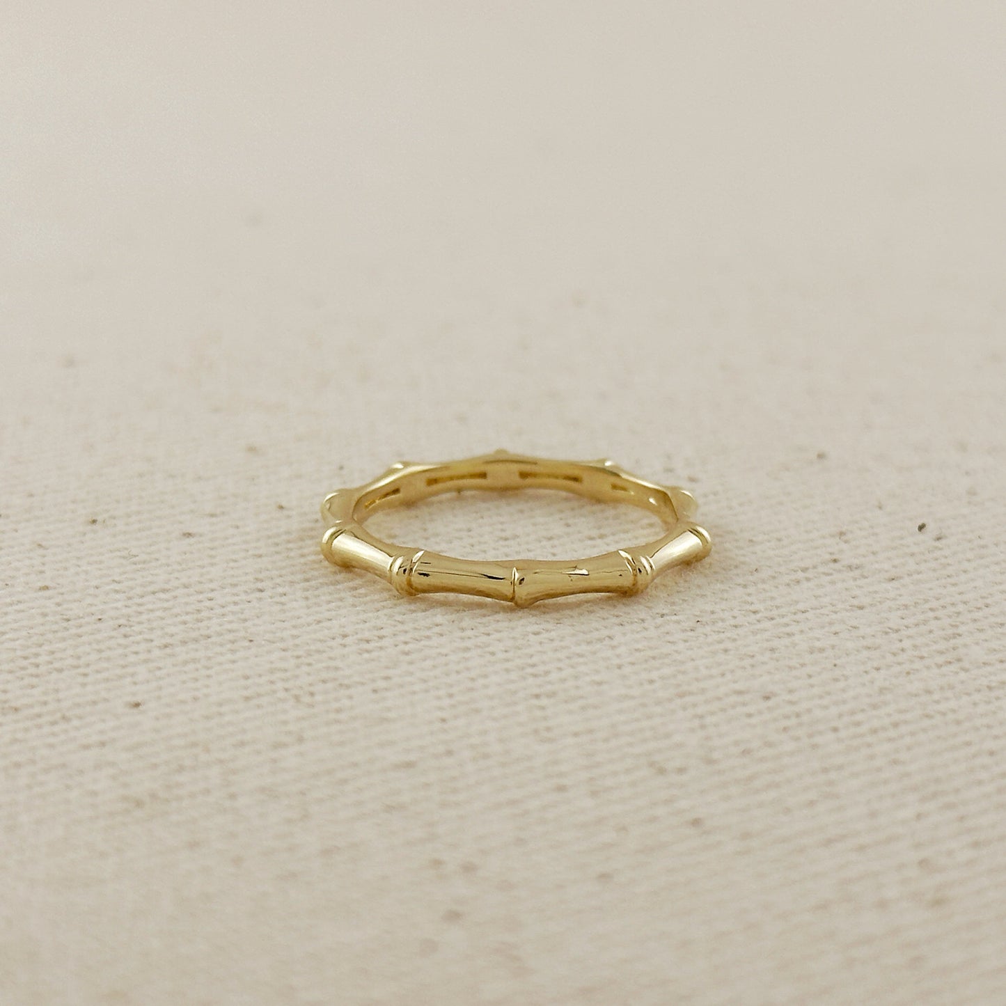 Bamboo Band Ring - Nature Inspired Textured Ring for Women | Unique Statement Ring | Hypoallergenic Waterproof Jewelry