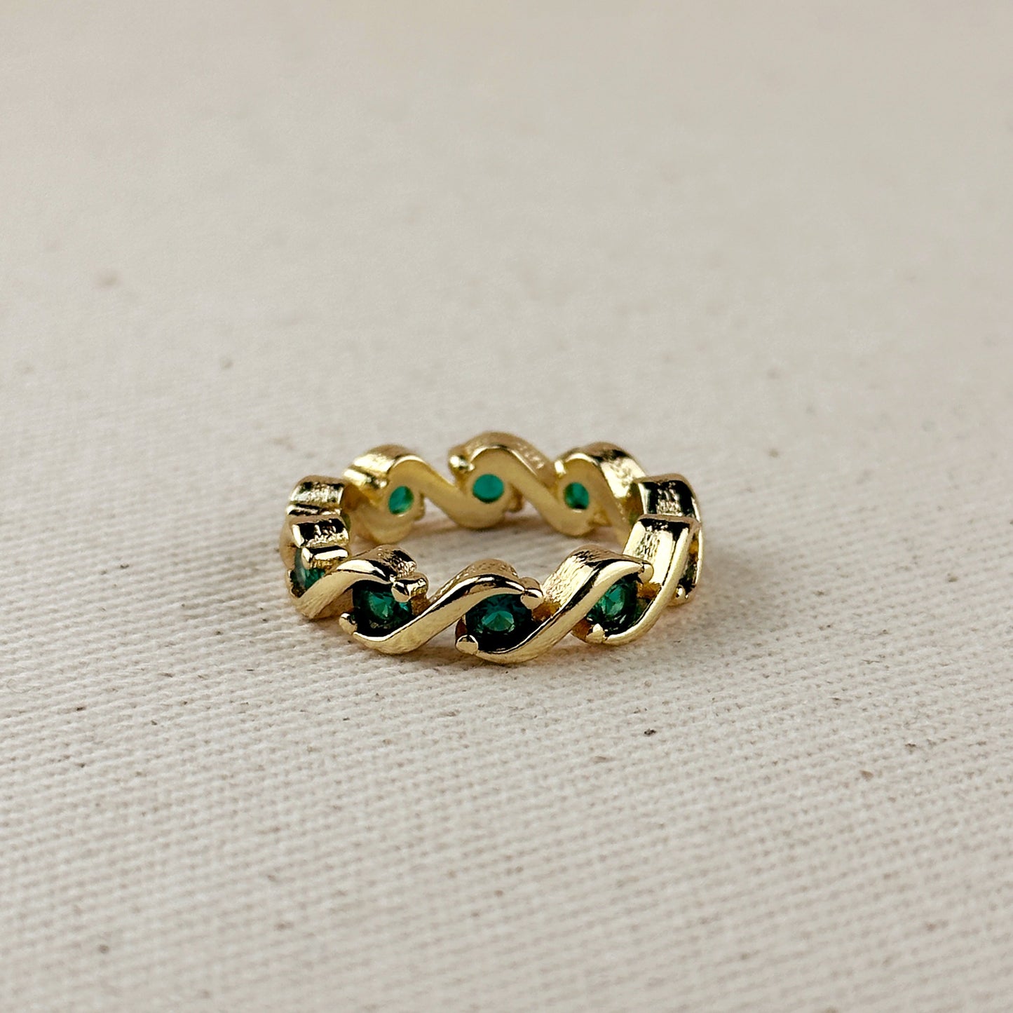 Colored CZ Wave Eternity Band Ring - Modern Statement Ring for Women