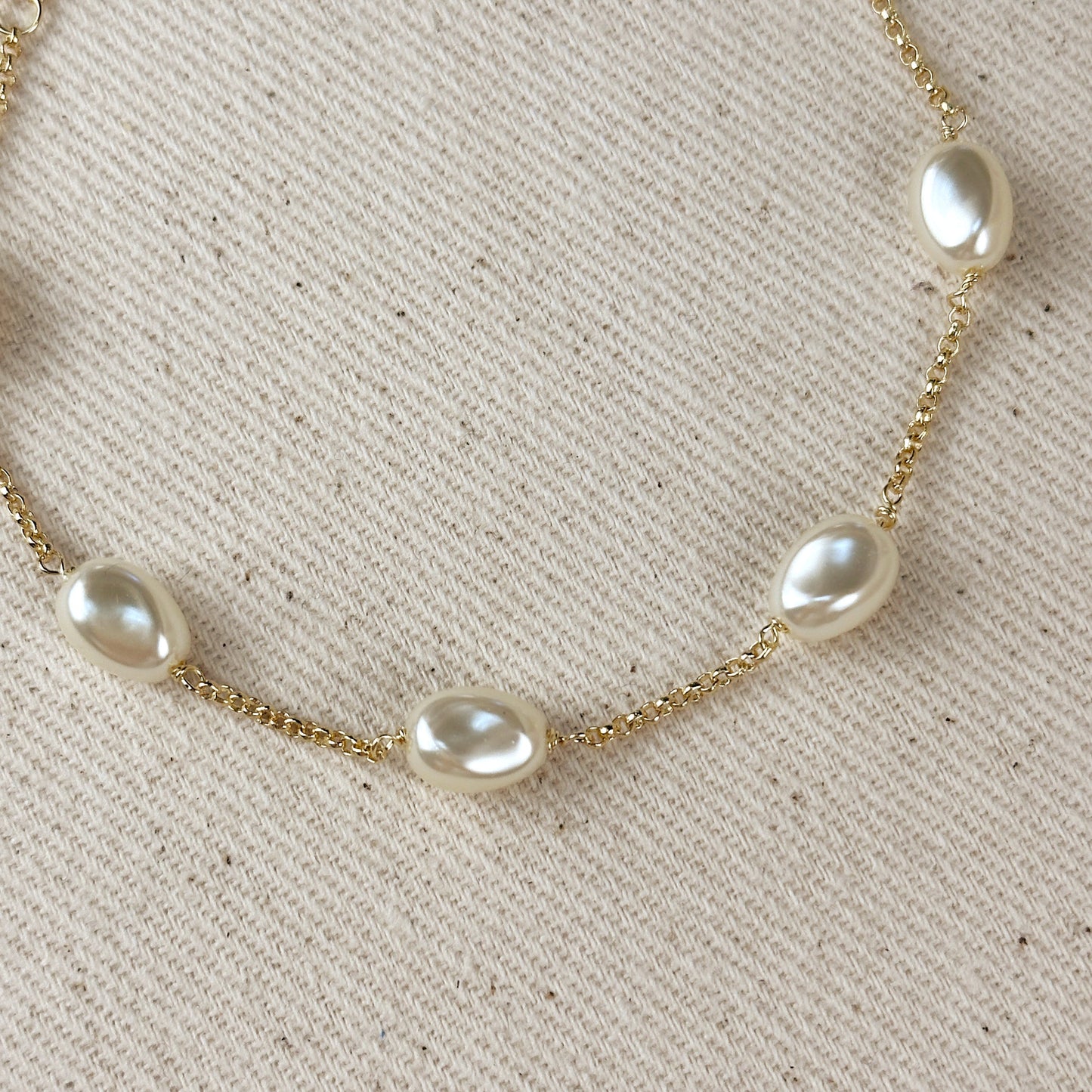 Baroque Pearl Bracelet - Simulated Pearl Jewelry for Women - Hypoallergenic Gold Bracelet