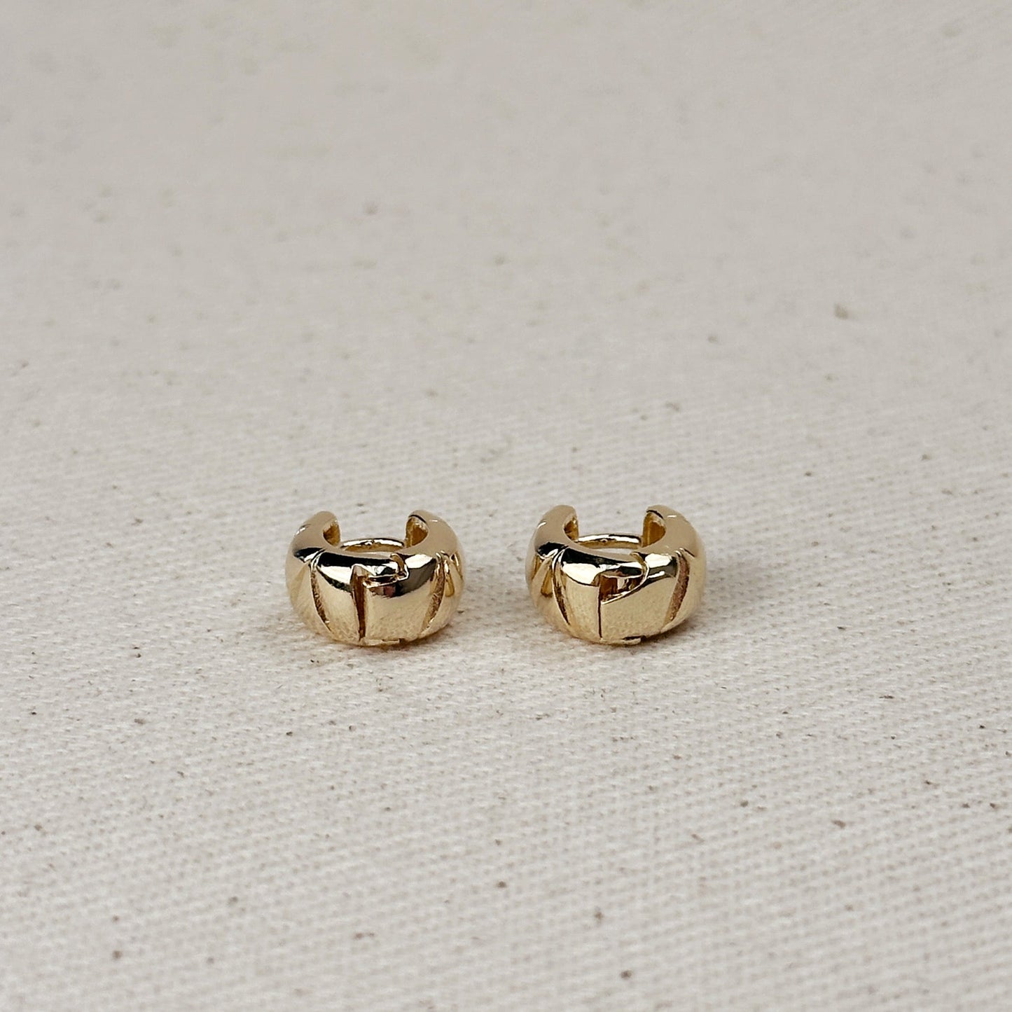 Mini Chunky Hoop Earrings - Diamond Cut Small Hoops for Women