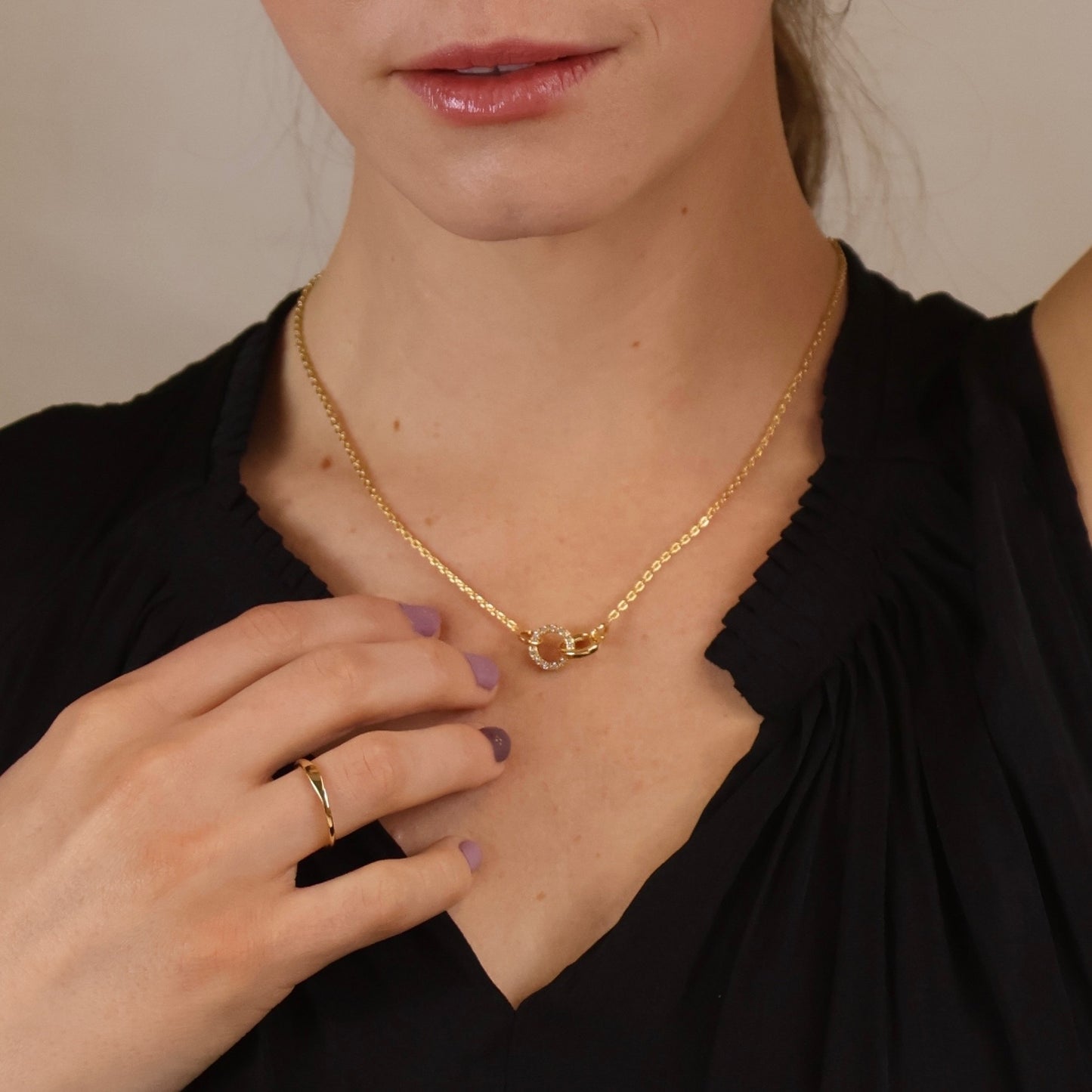 18k Gold Filled Linked CZ Necklace