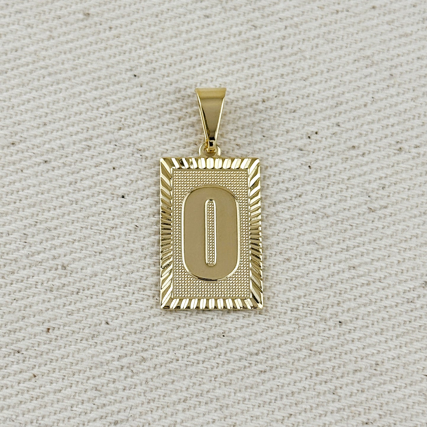 18k Gold Filled Vintage Diamond Cut Initial Plate Pendant