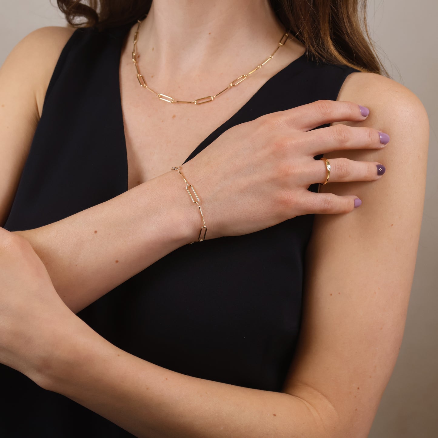 18k Gold Filled Paperclip & Straw Bracelet