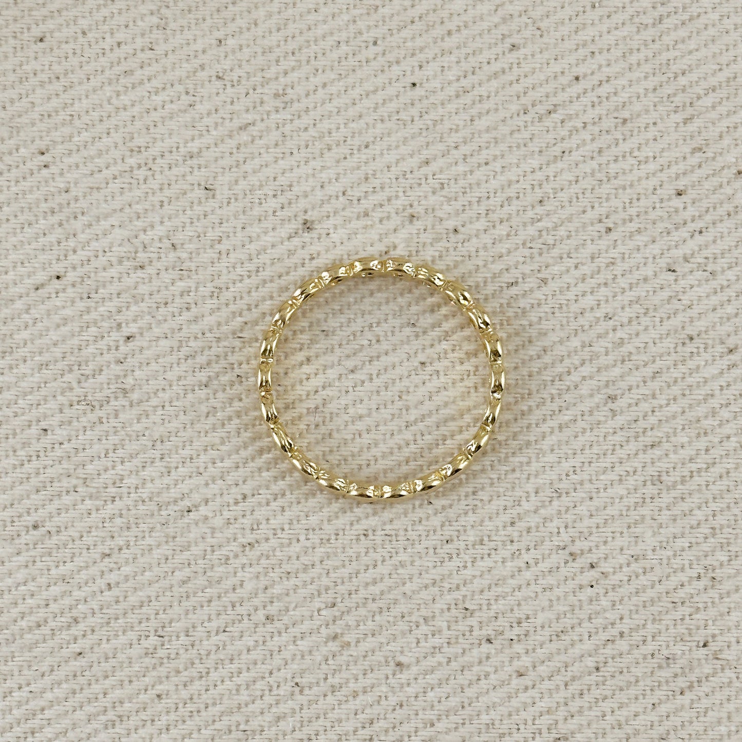 18k Gold Filled Flat Beaded Band Ring