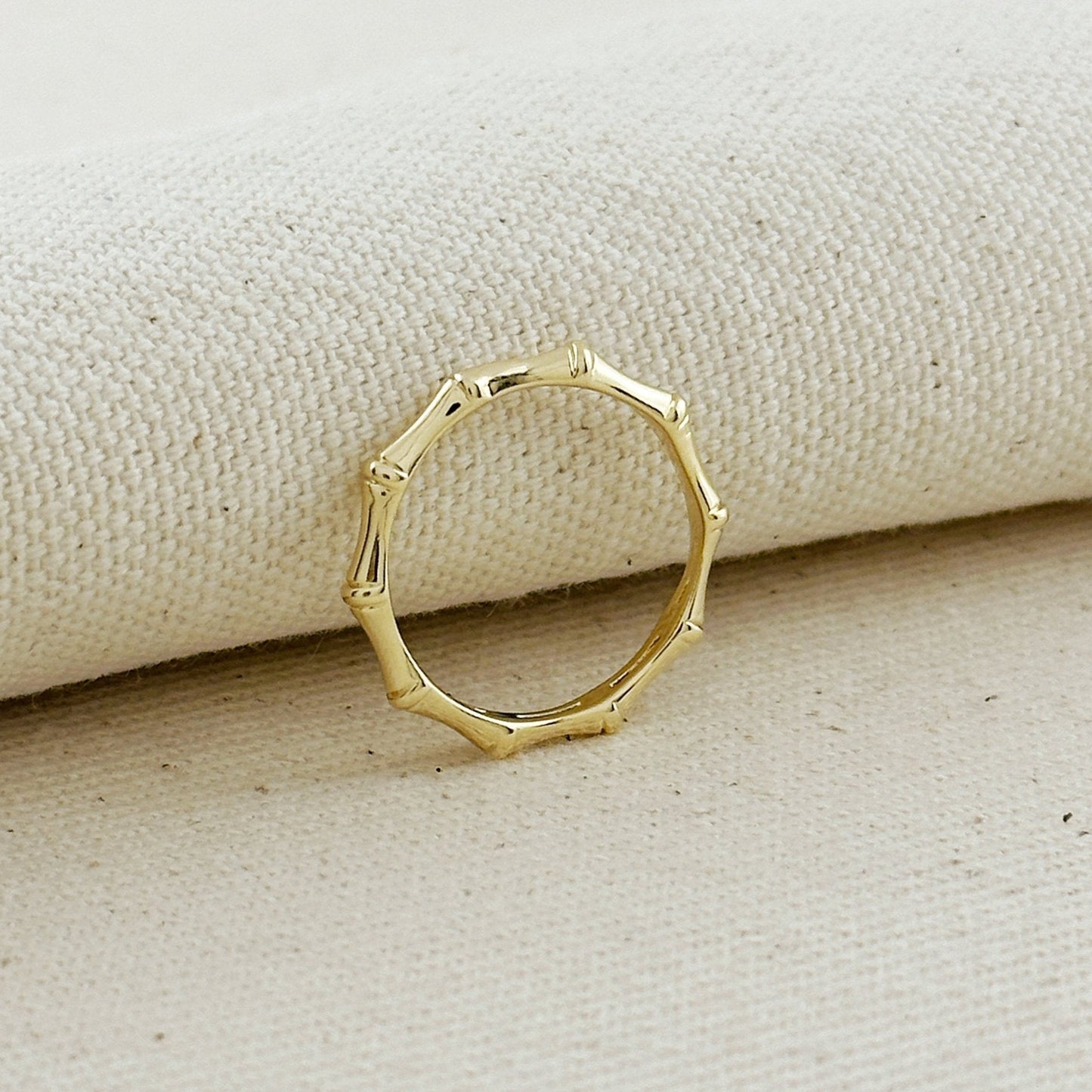 Bamboo Band Ring - Nature Inspired Textured Ring for Women | Unique Statement Ring | Hypoallergenic Waterproof Jewelry