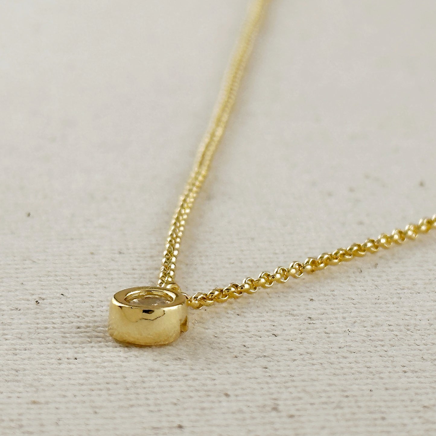 18k Gold Filled Solitaire Necklace