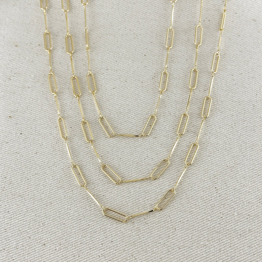 18k Gold Filled Paperclip & Straw Chain