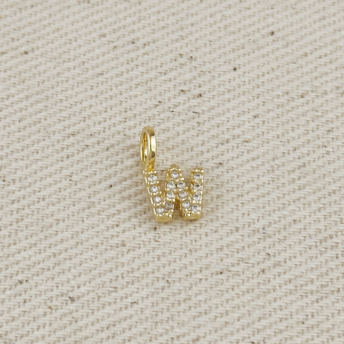 18k Gold filled Micro CZ Initial Letter Charm