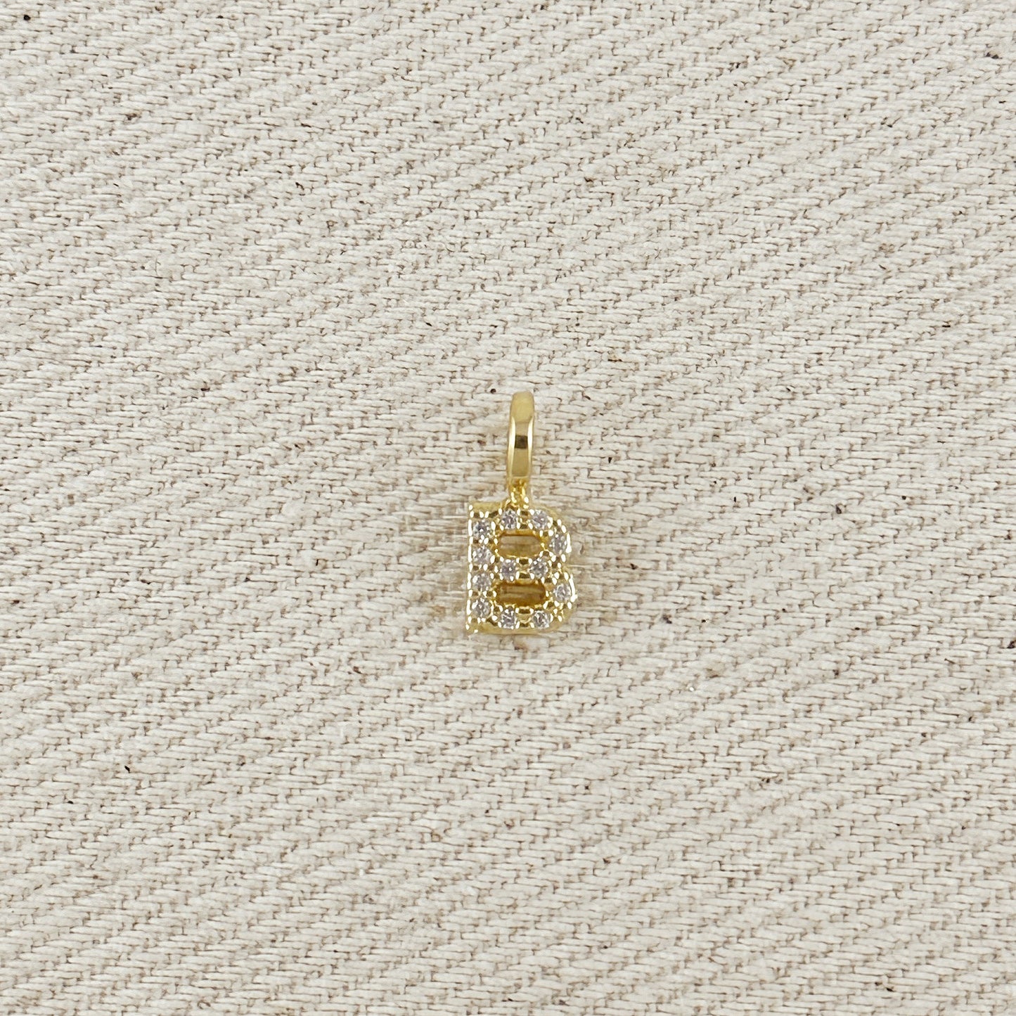 18k Gold filled Micro CZ Initial Letter Charm