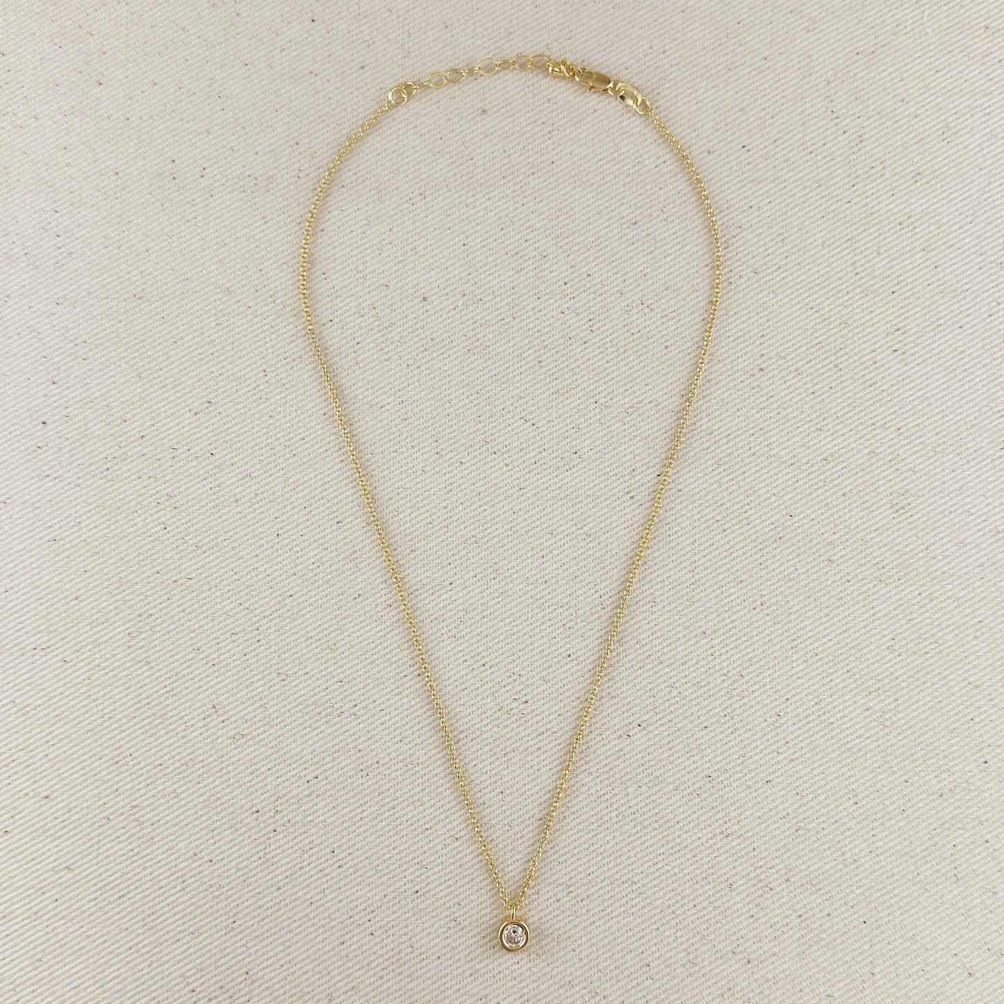 18k Gold Filled Solitaire Necklace