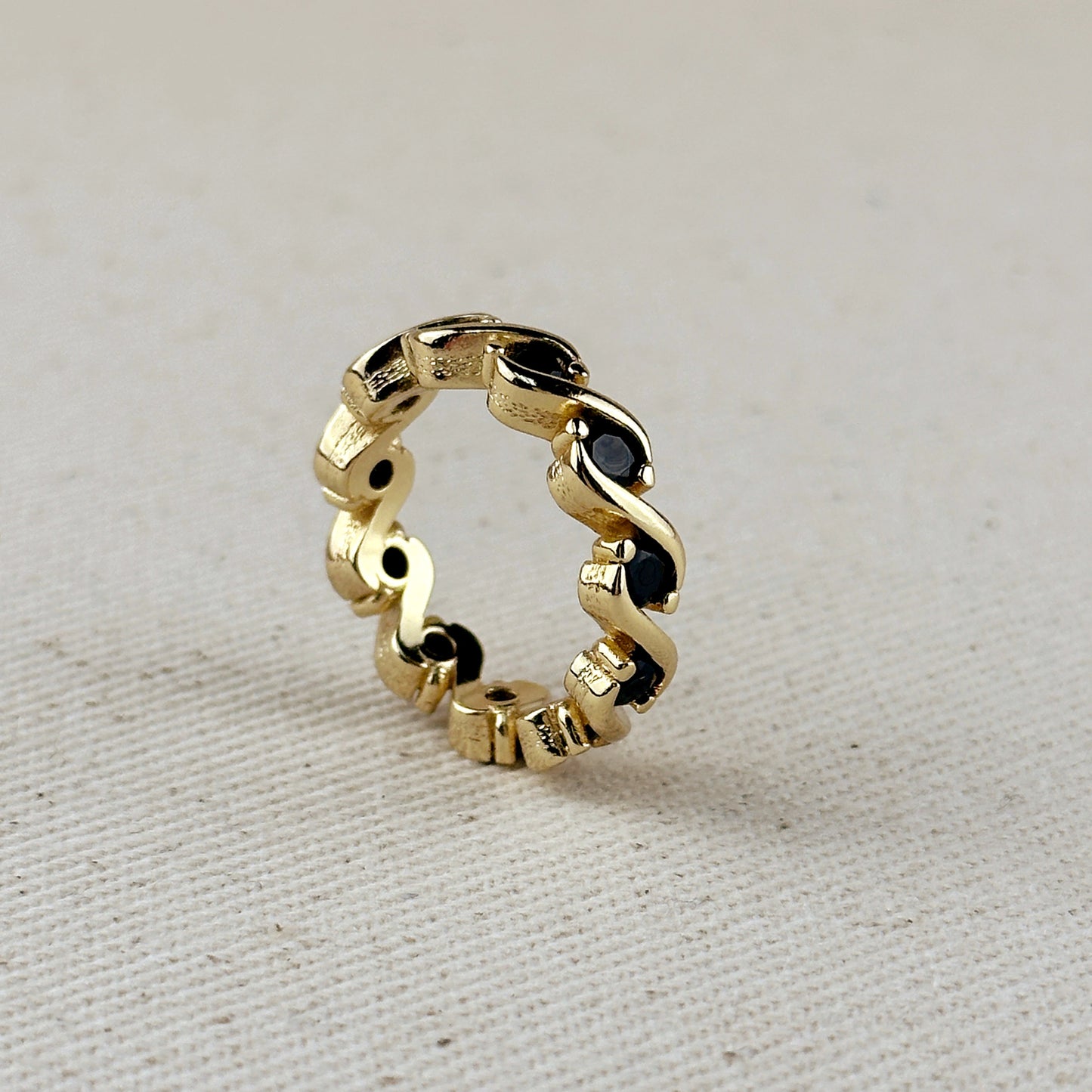 Colored CZ Wave Eternity Band Ring - Modern Statement Ring for Women