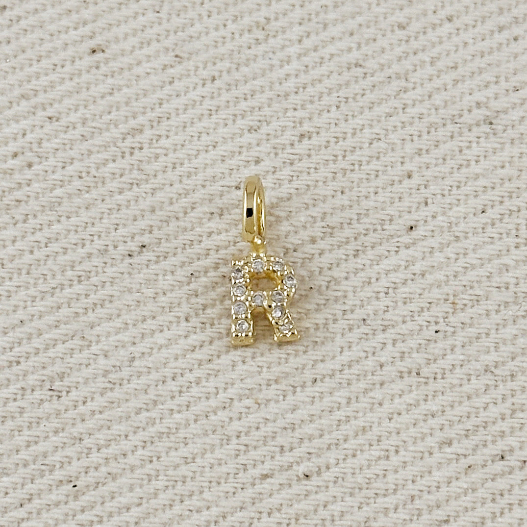 18k Gold filled Micro CZ Initial Letter Charm