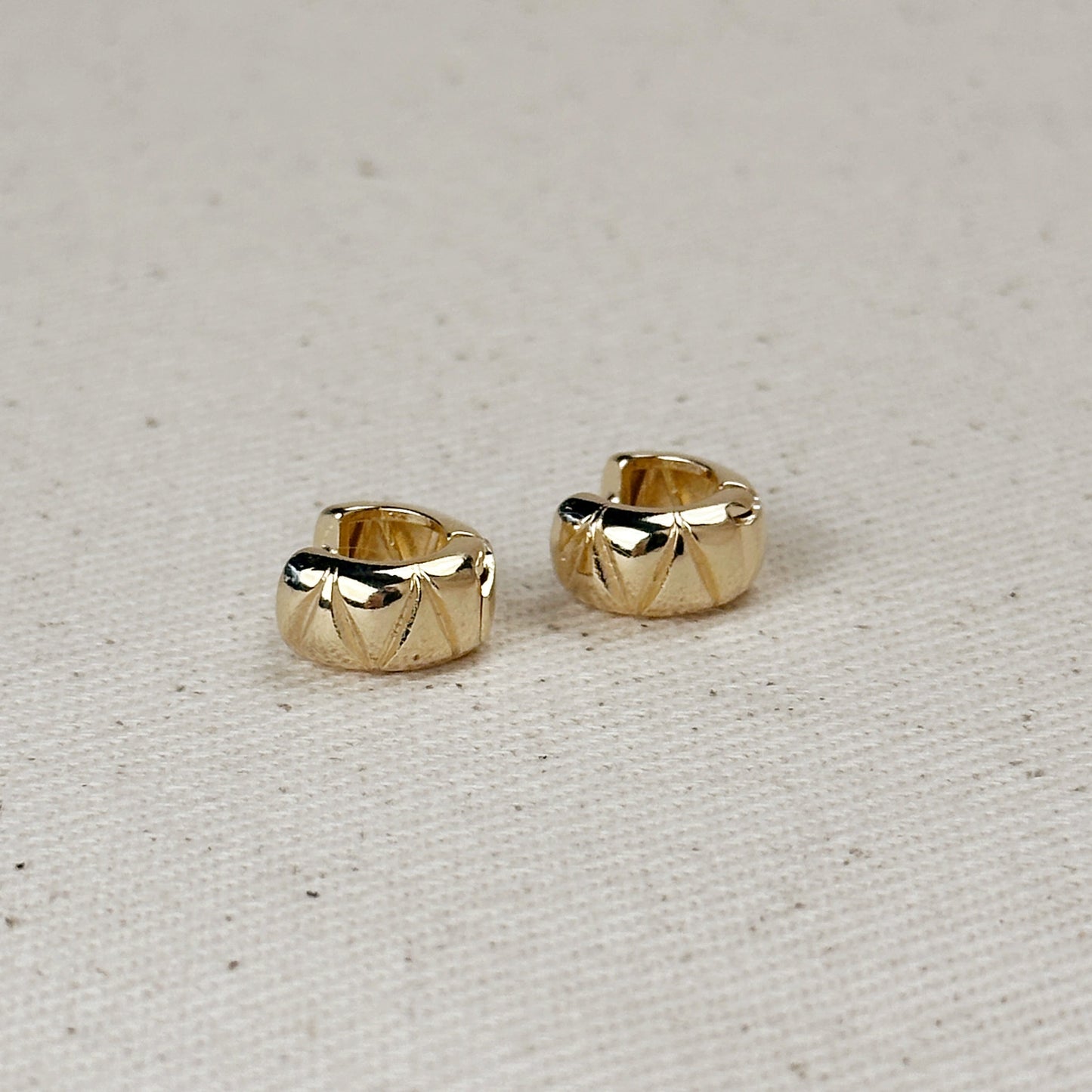 Mini Chunky Hoop Earrings - Diamond Cut Small Hoops for Women