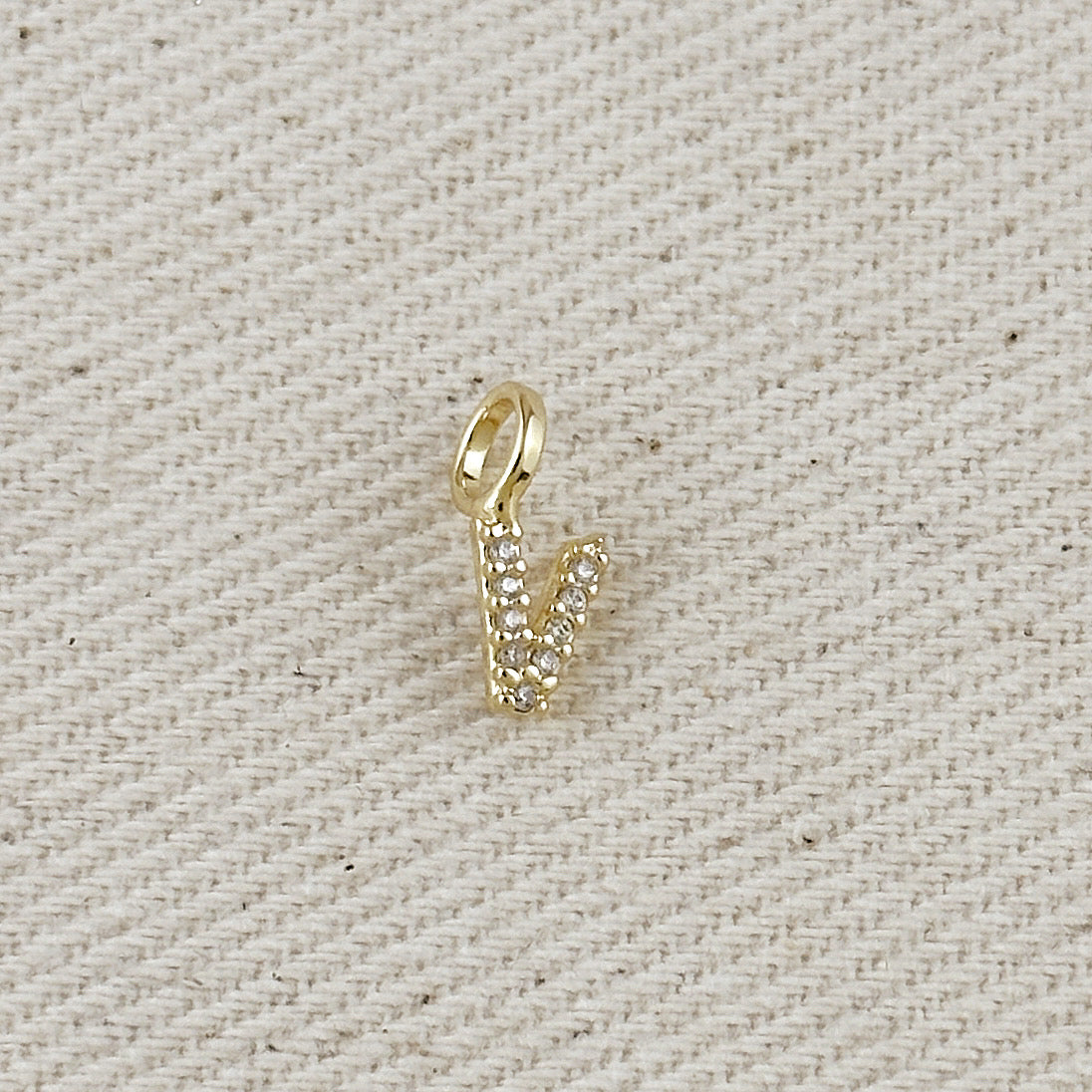 18k Gold filled Micro CZ Initial Letter Charm