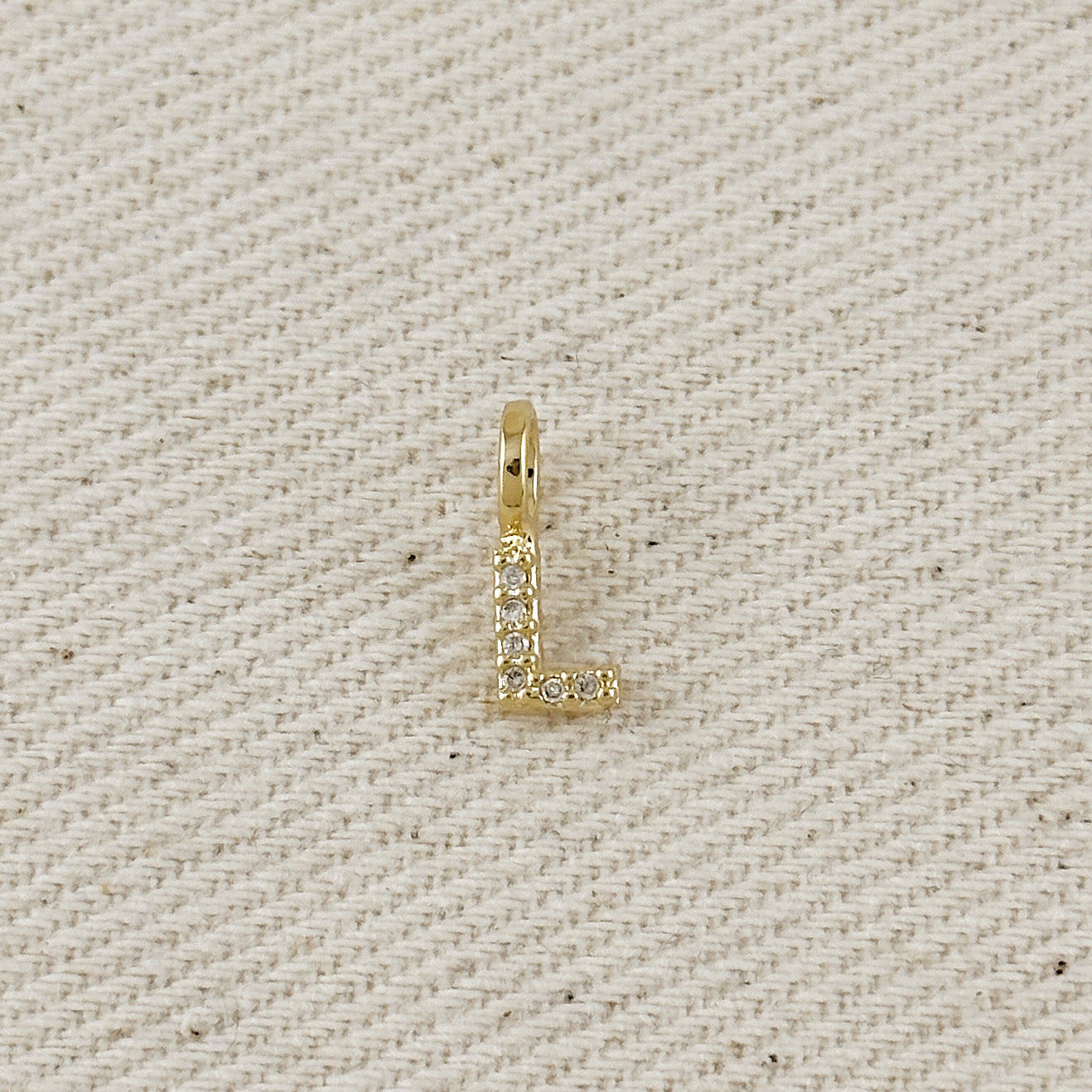 18k Gold filled Micro CZ Initial Letter Charm