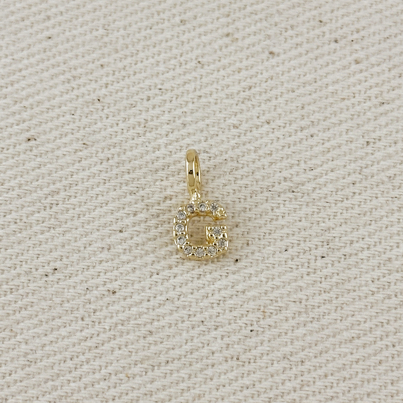 18k Gold filled Micro CZ Initial Letter Charm