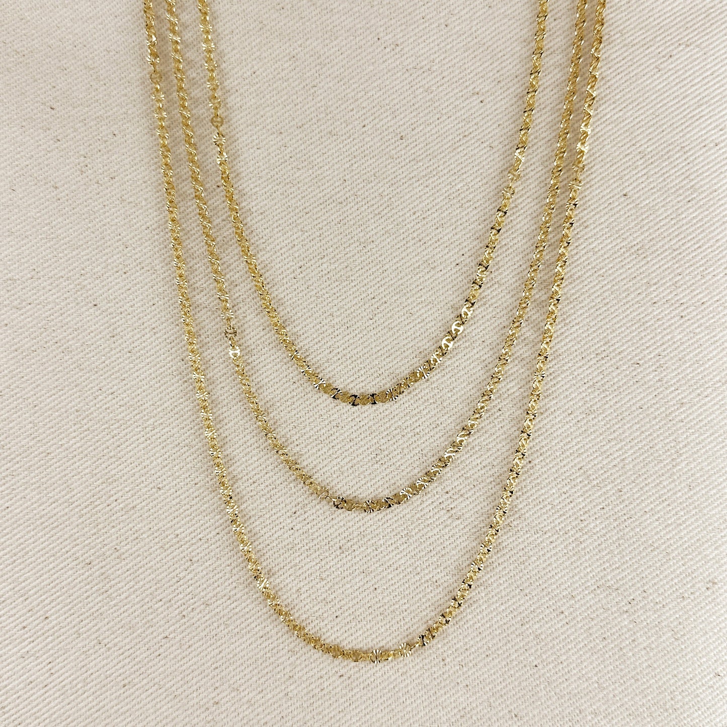 18k Gold Filled Diamond Cut Mirror Chain