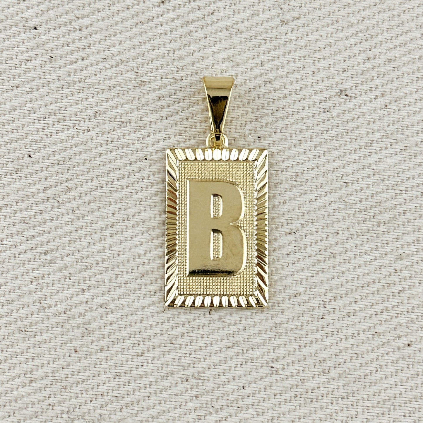18k Gold Filled Vintage Diamond Cut Initial Plate Pendant