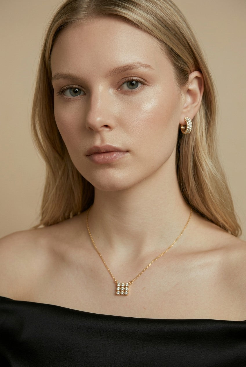 18k Gold Filled Cluster CZ Necklace | Dainty Minimalist Sparkle