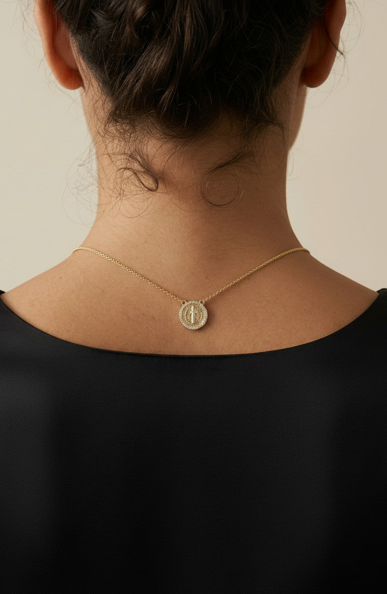 π 18k Gold Filled Saint Benedict Scapular Necklace β Front and Back. No Clasp. Unbroken Faith