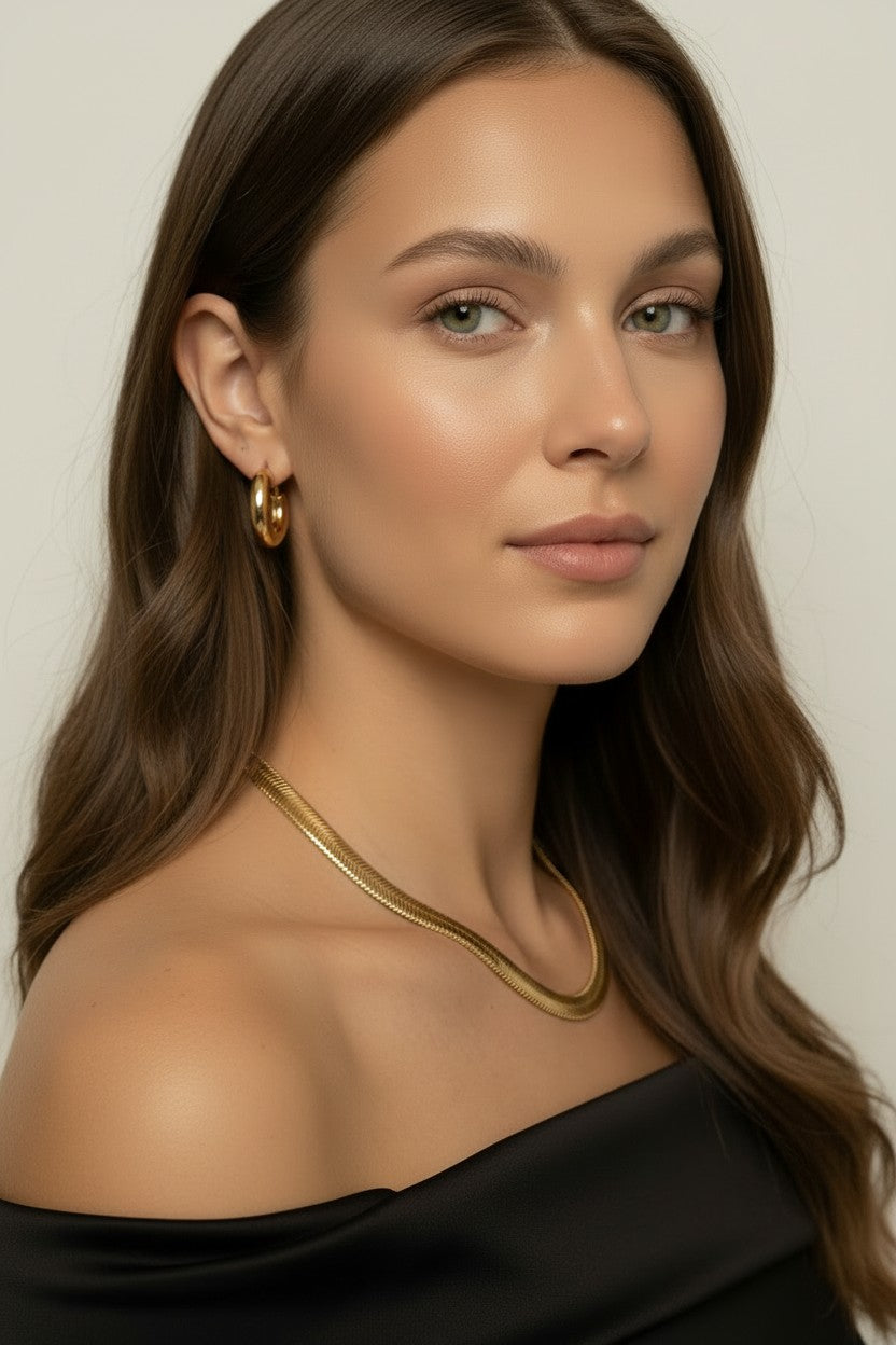 18k Gold Filled 8mm Fancy Thick Snake Chain Necklace | Bold Luxurious Statement