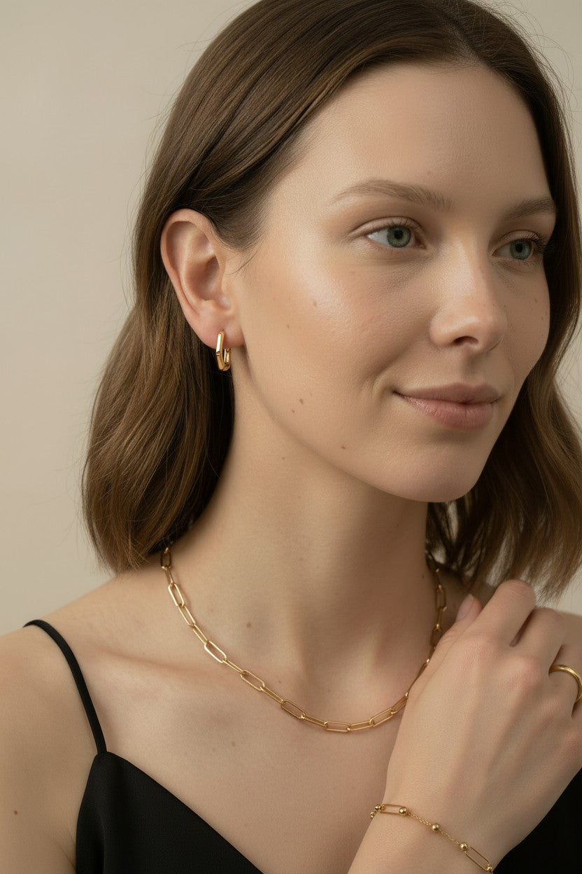 18k Gold Filled Bamboo Hoop Earrings | Sleek Distinctive Style