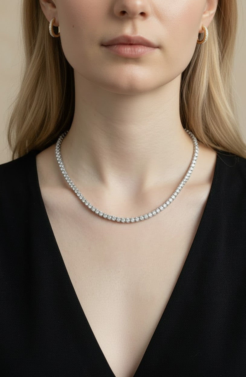 ๐ .925 Sterling Silver Moissanite Tennis Necklace โ GRA Certified. Diamond-Like Fire. The Necklace That Outshines Everything.