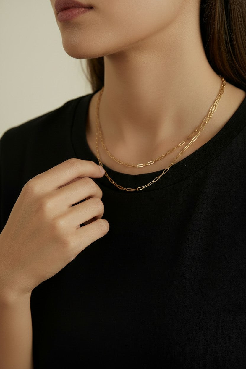 18k Gold Filled Mini Paperclip Chain Necklace | Delicate Everyday Style
