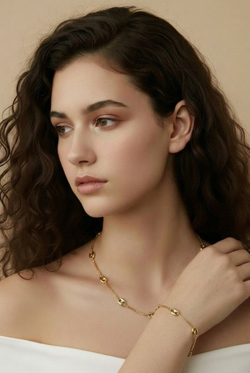 18k Gold Filled Fancy Box Chain Bracelet | Sophisticated Dimensional Texture