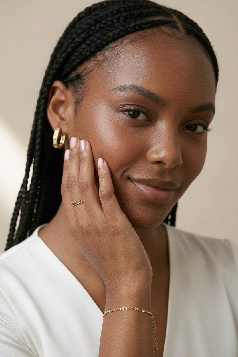 18k Gold Filled Mini Flat Dots Chain Bracelet | Dainty Everyday Texture