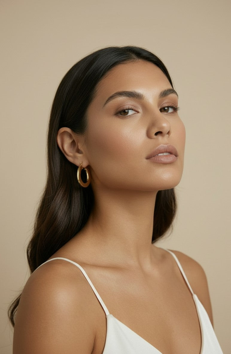 ✨ 18k Gold Filled Flat Hoop Earrings — A Different Face. A Different Light. Two Sizes.