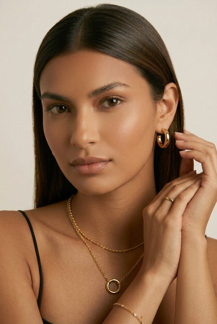 18k Gold Filled Classic Tube C-Hoop Earrings | Available in 3 Sizes