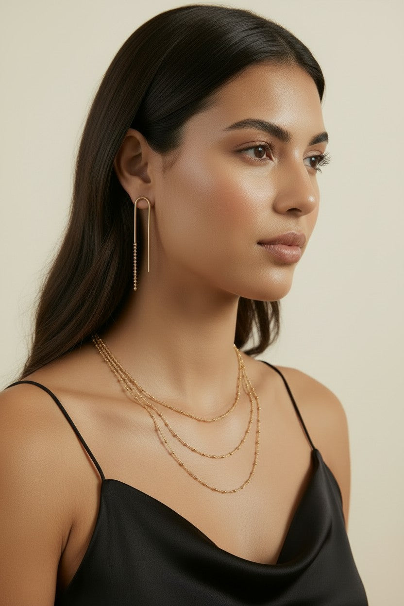 18k Gold Filled 1mm Spaced Beaded Chain Necklace | Delicate Everyday Style