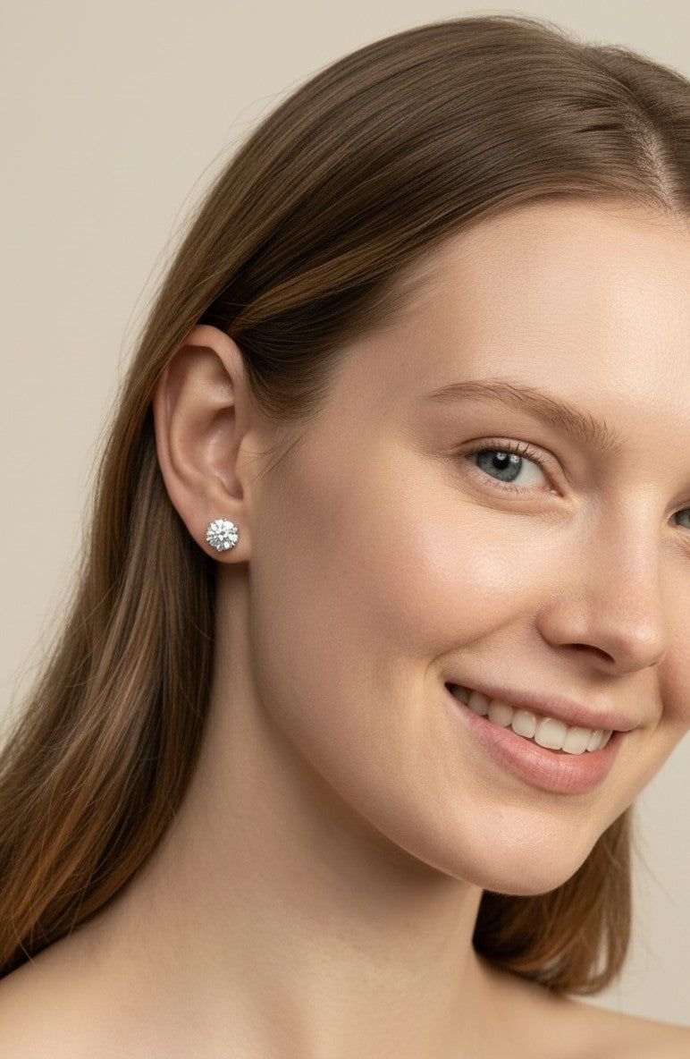 ๐ .925 Sterling Silver Moissanite Solitaire Stud Earrings โ 1.0ct Each. GRA Certified. The Stud That Outshines Diamond.