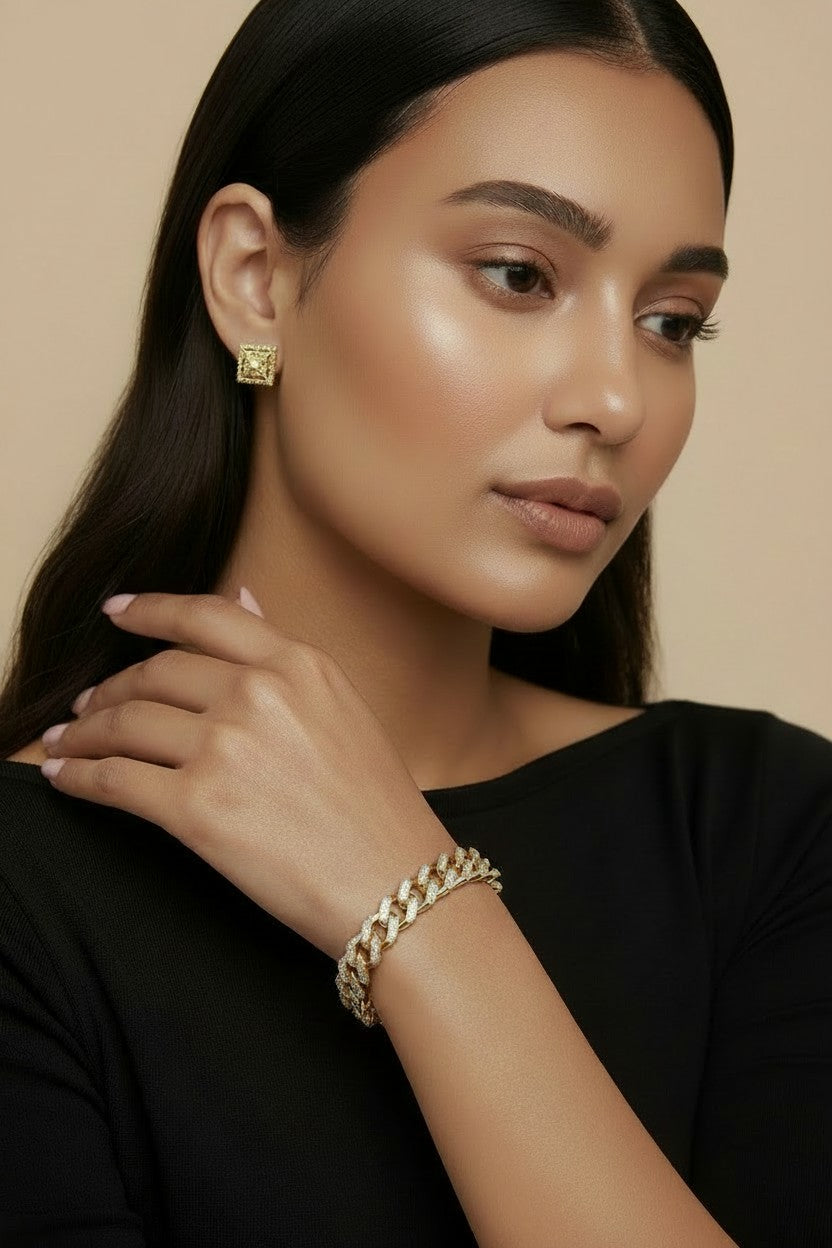 18k Gold Filled Iced Chunky Cuban Bracelet | Ultimate Luxury Statement