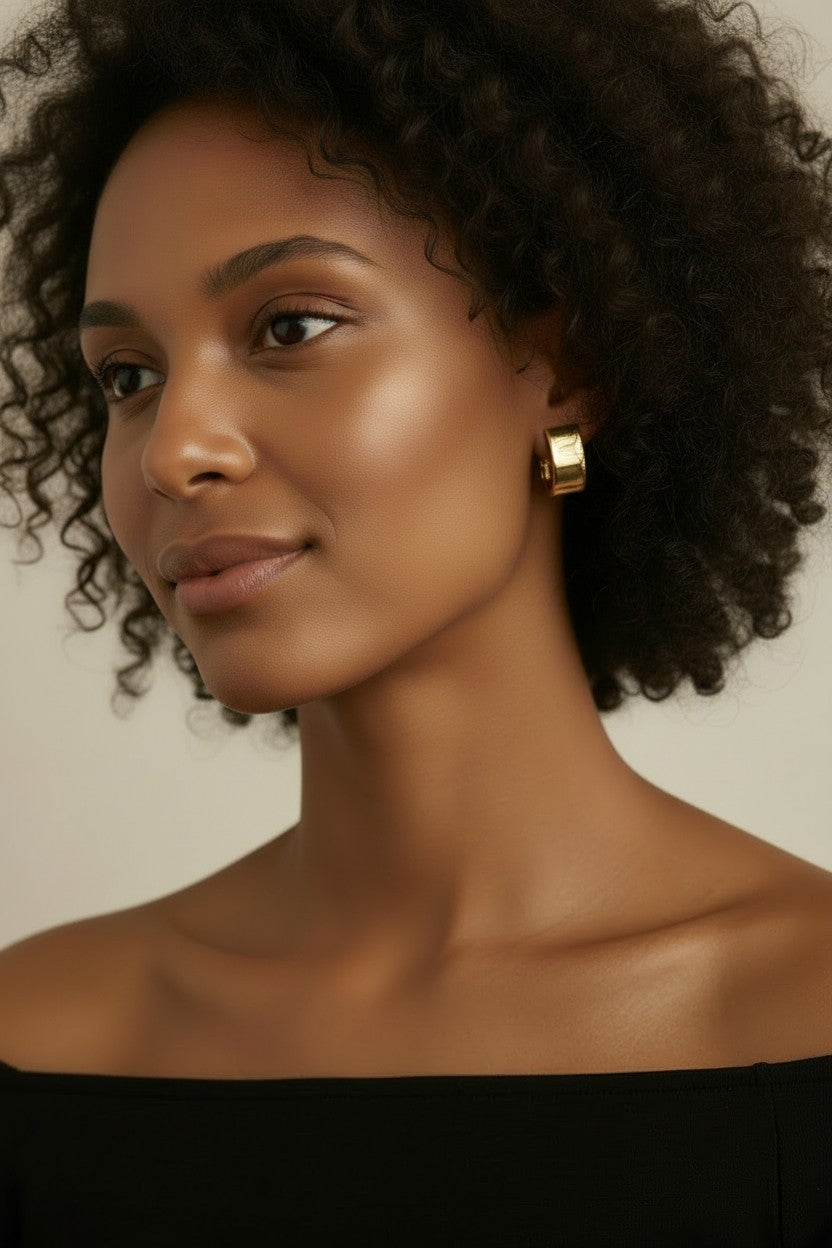 18k Gold Filled Flat Plate Clicker Hoop Earrings | Modern Minimalist Elegance