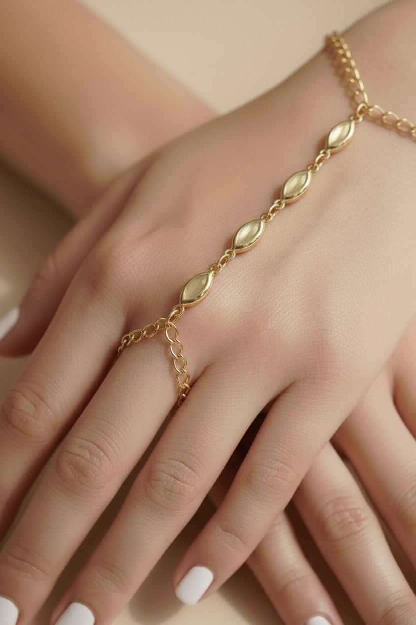 18k Gold Filled Opal Hand Chain | Bohemian Statement Piece