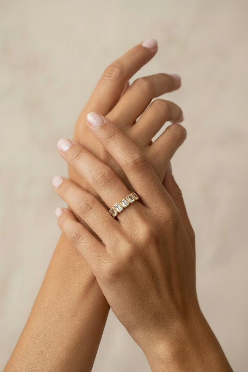 18k Gold Filled Thin Line CZ Ring | Stackable Minimalist Sparkle