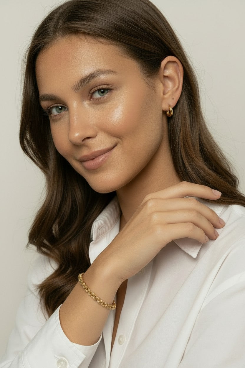 18k Gold Filled Double Link Rolo Chain Bracelet | Classic Meets Contemporary
