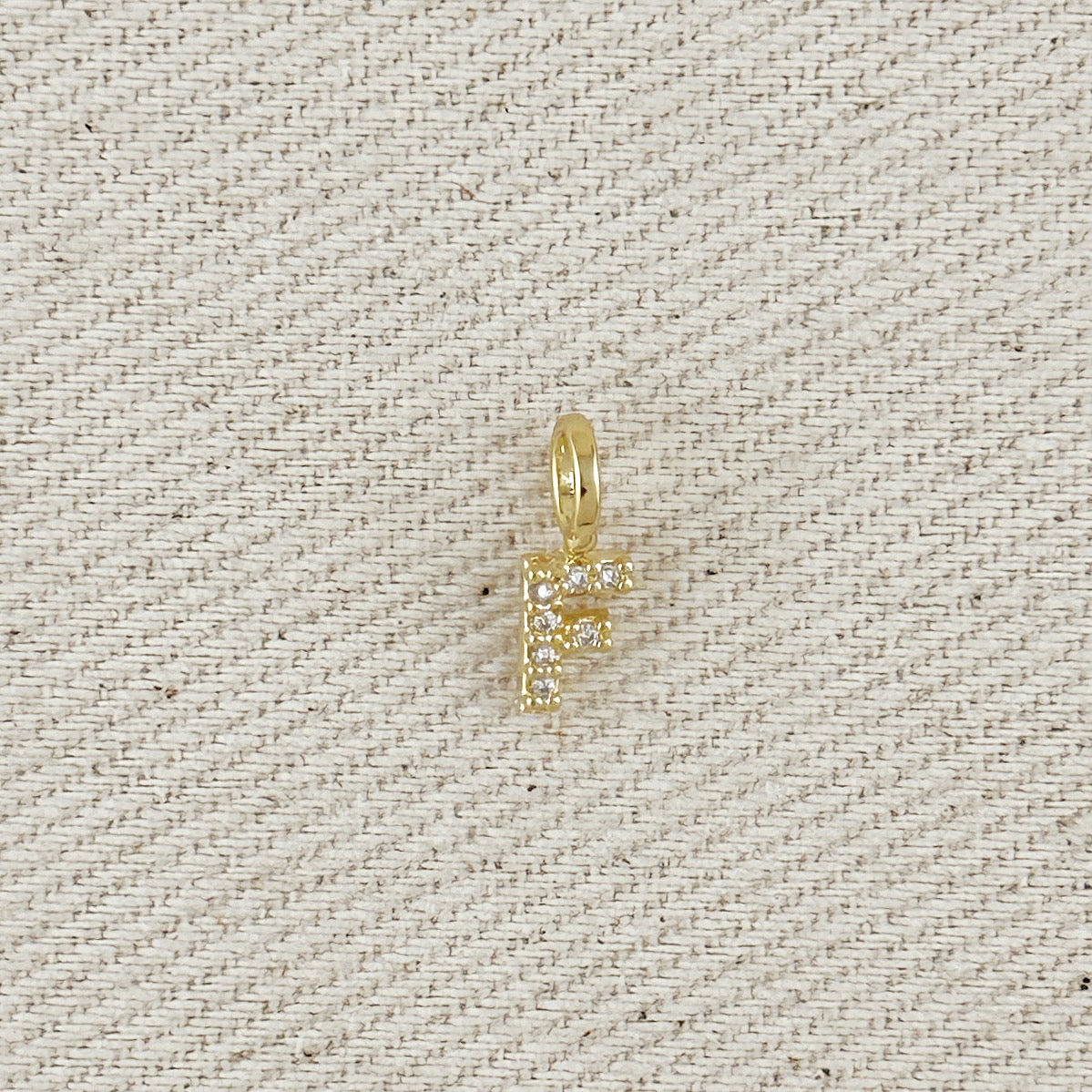 18k Gold filled Micro CZ Initial Letter Charm