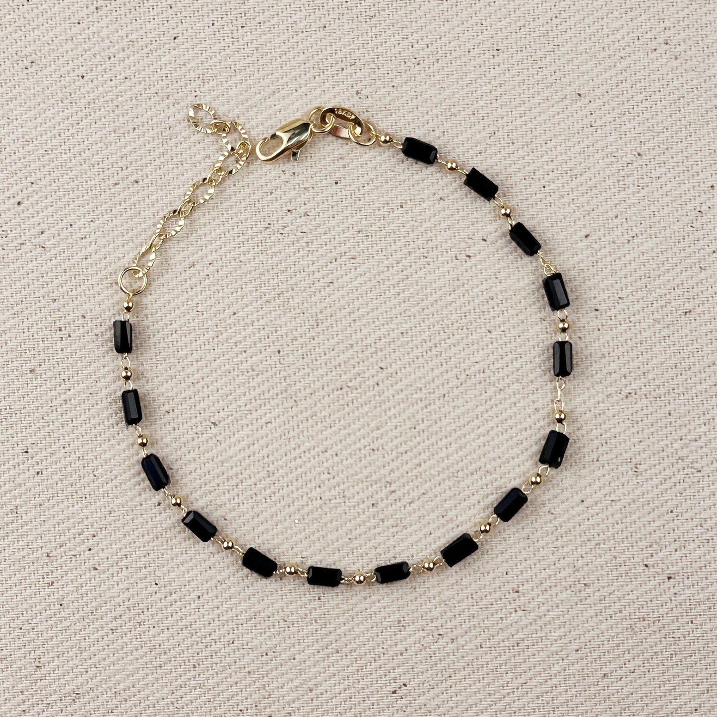 Black Baguette Bead Bracelet Summer Jewelry