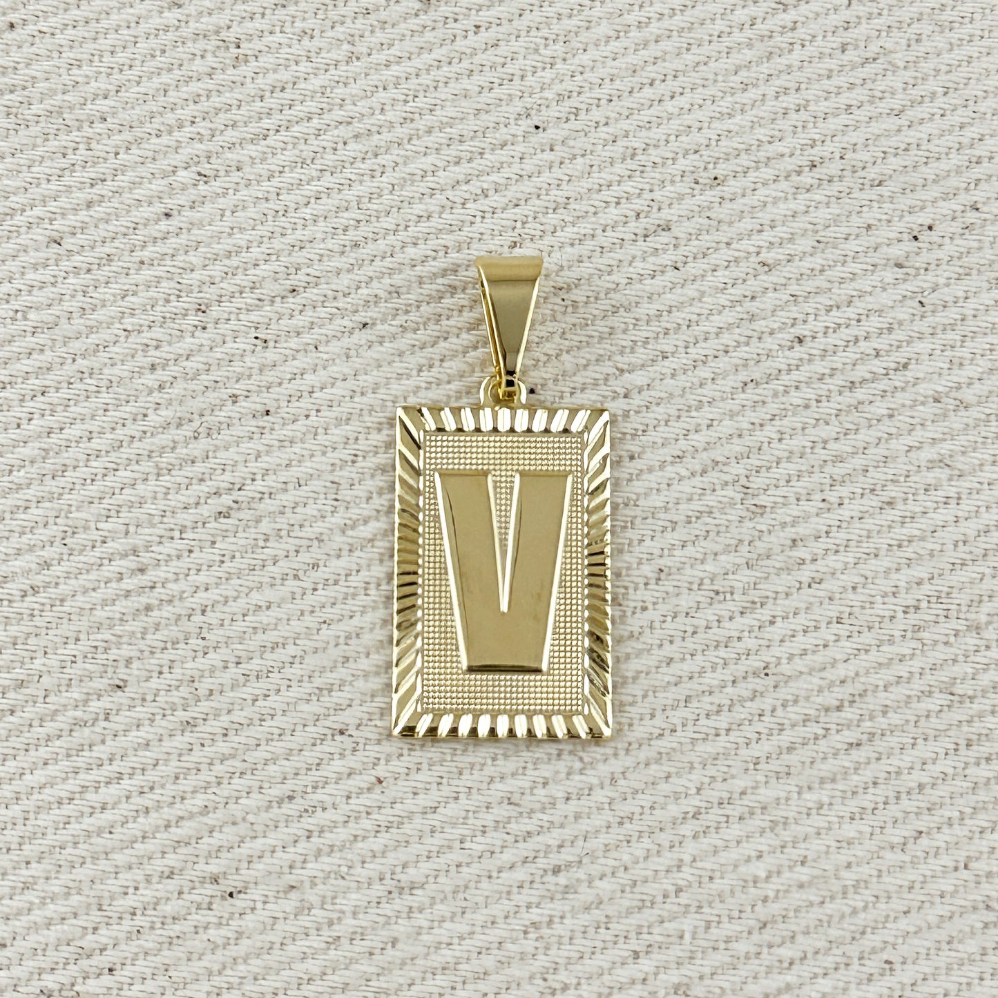 18k Gold Filled Vintage Diamond Cut Initial Plate Pendant